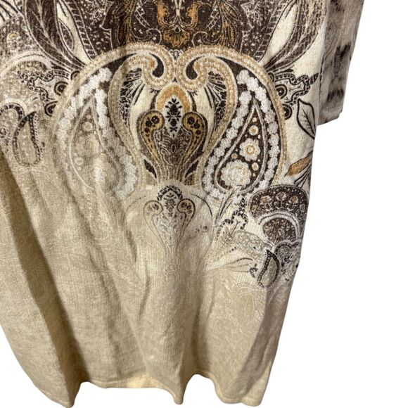 Chicos Womens Neutral Paisley Andrea Long Cardigan Sweater Brown Beige Open 1 M - Picture 11 of 16